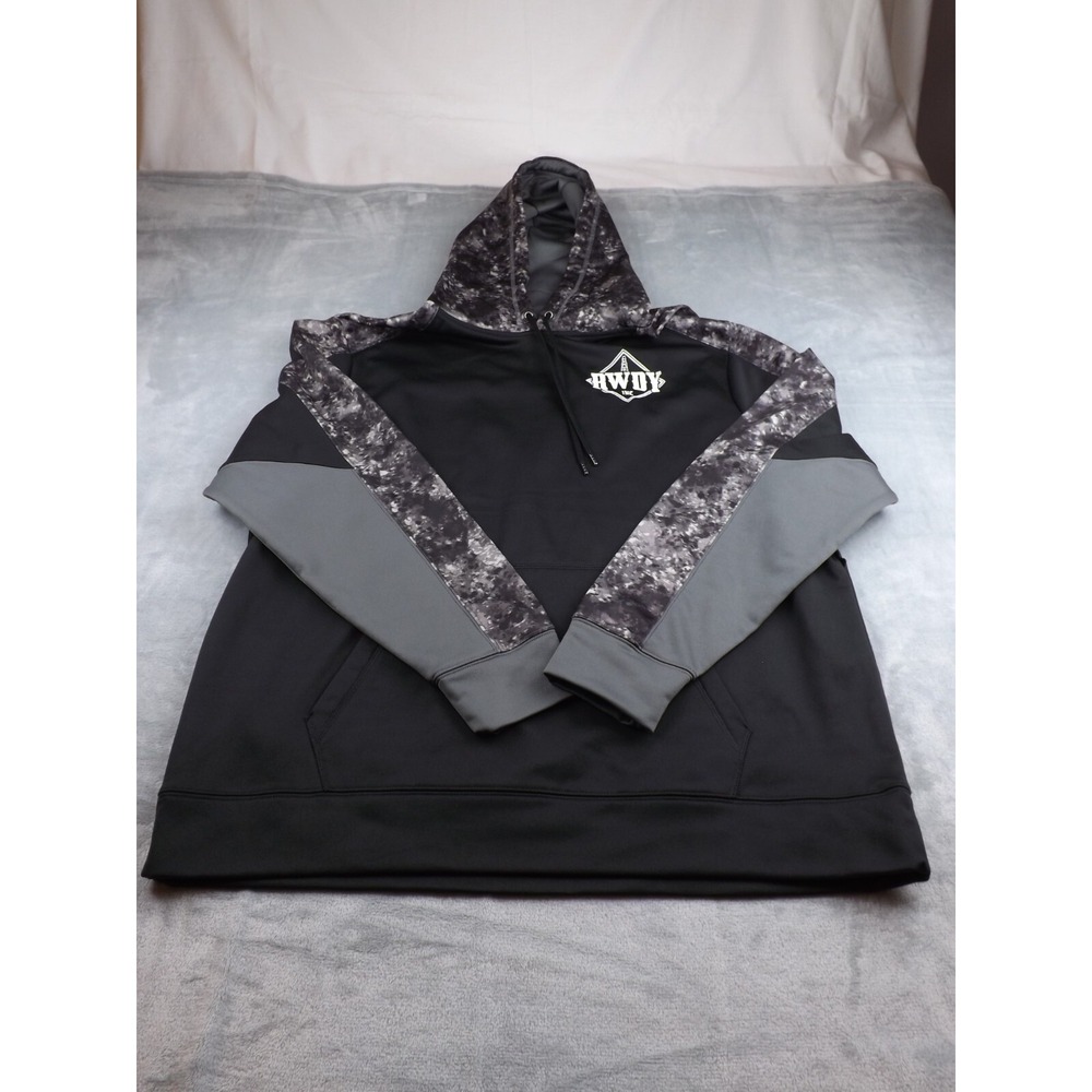 Sport Tek Hoodie Men's XL‎ Black/Gray/White Camo Pullover Fleece Lined RWDY Logo